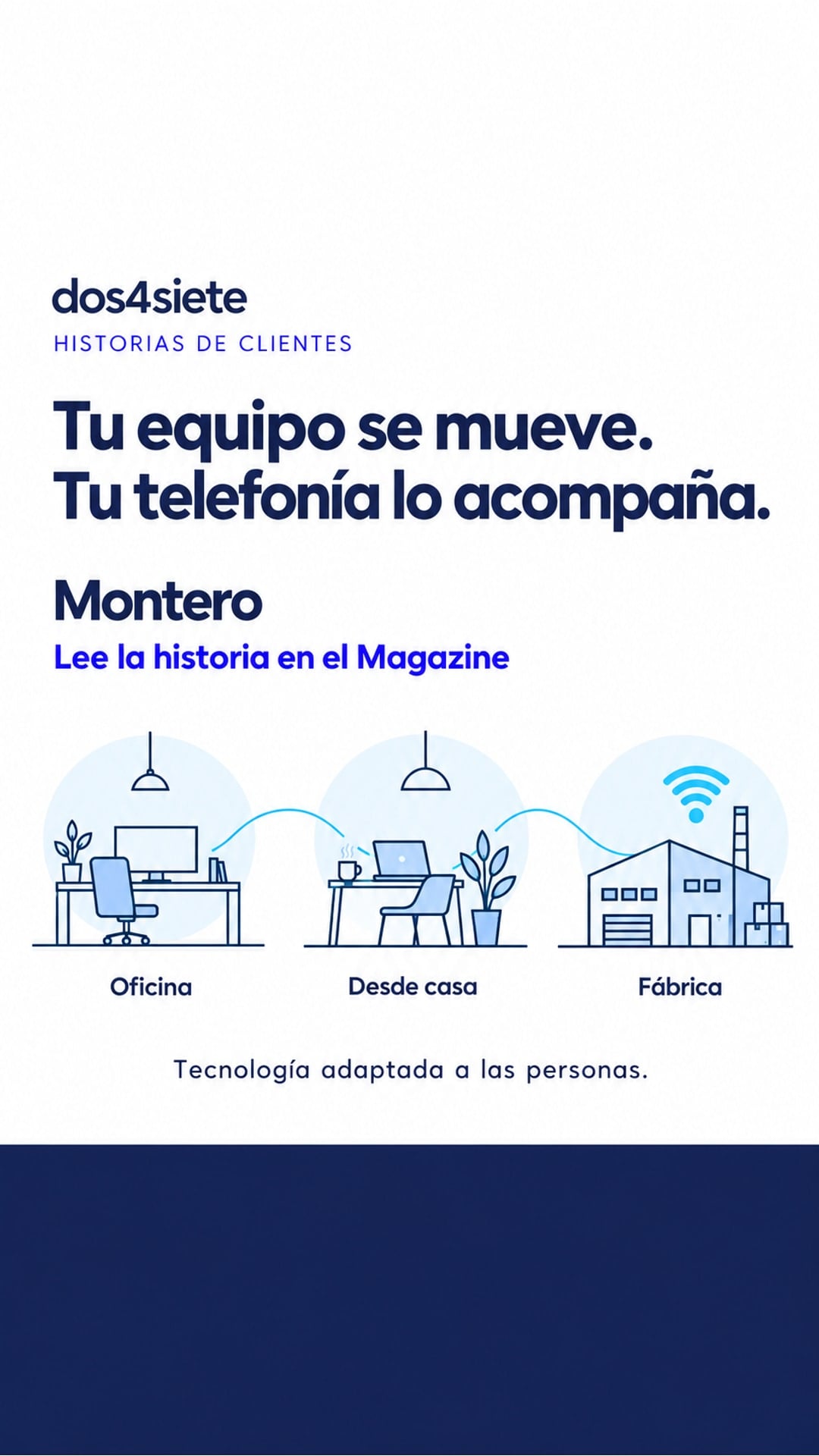 Historia de Montero: oficina, trabajo desde casa y fábrica conectados según sus necesidades, con la tecnología al servicio de las personas.